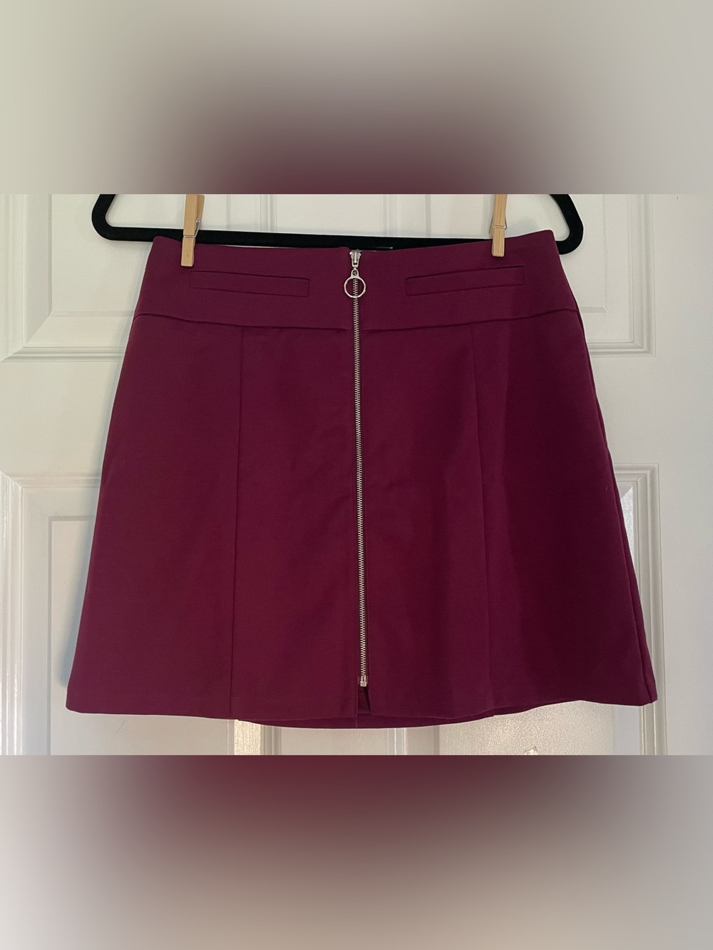 Women's A-Line Zip Front Skirt - Burgundy